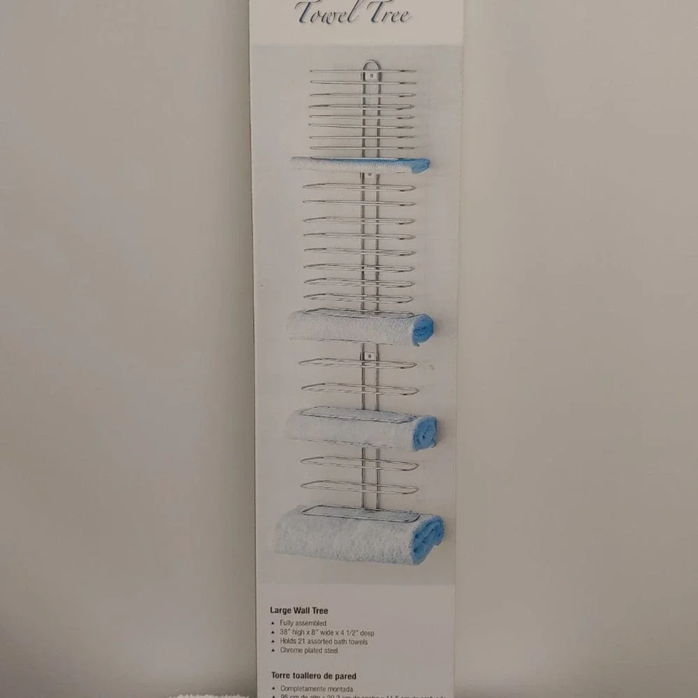 Towel Holder NEW Large Wall Mounted Silver Chrome